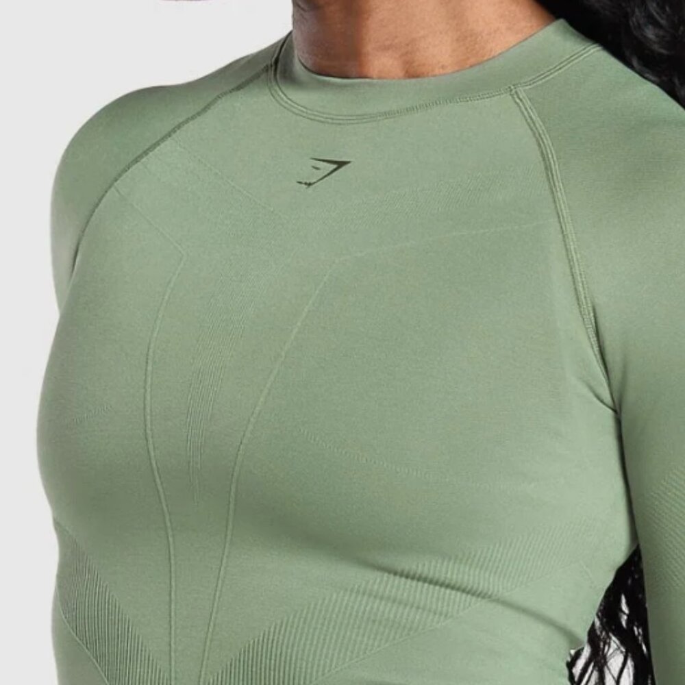 BNWT GYMSHARK Activate Long Sleeve Top Force Green Sold Out XS - Picture 4 of 8